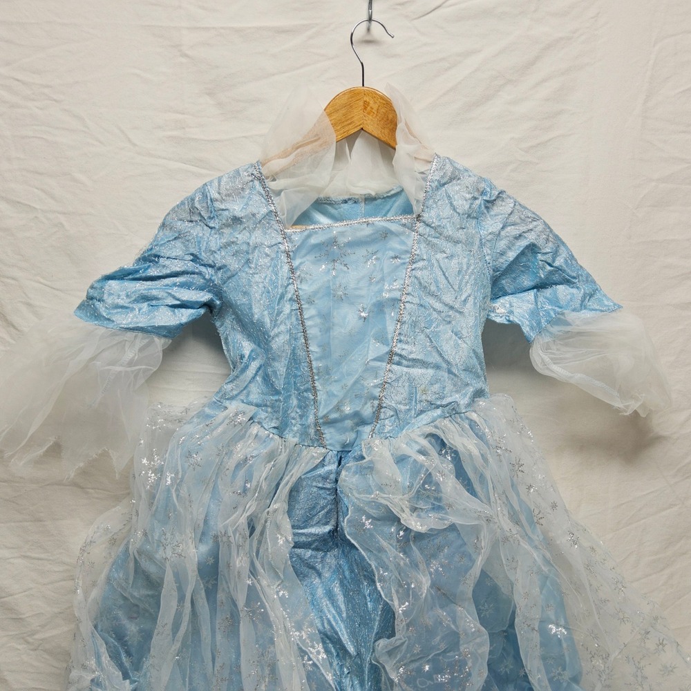MGM Costume Dress Kids 10/12Y Blue Snowflake Glitter Tulle Ice Princess